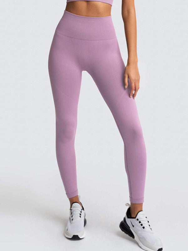 Women's Beautiful Back High Waist Peach Hip Seamless Knitted Vest & Pants Set